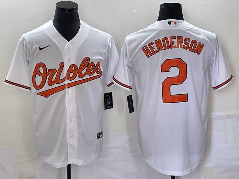 Men%27s Baltimore Orioles #2 Gunnar Henderson White Cool Base Stitched Jersey